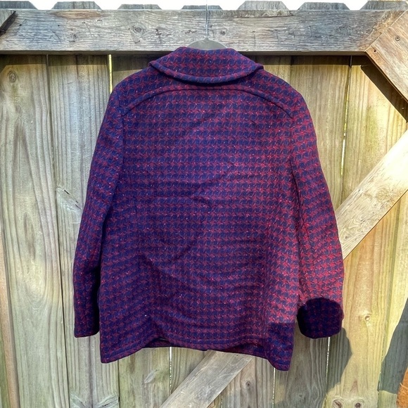 Vintage Pendleton 100% Virgin Wool Made in USA Houndstooth Pea Coat - Picture 8 of 10